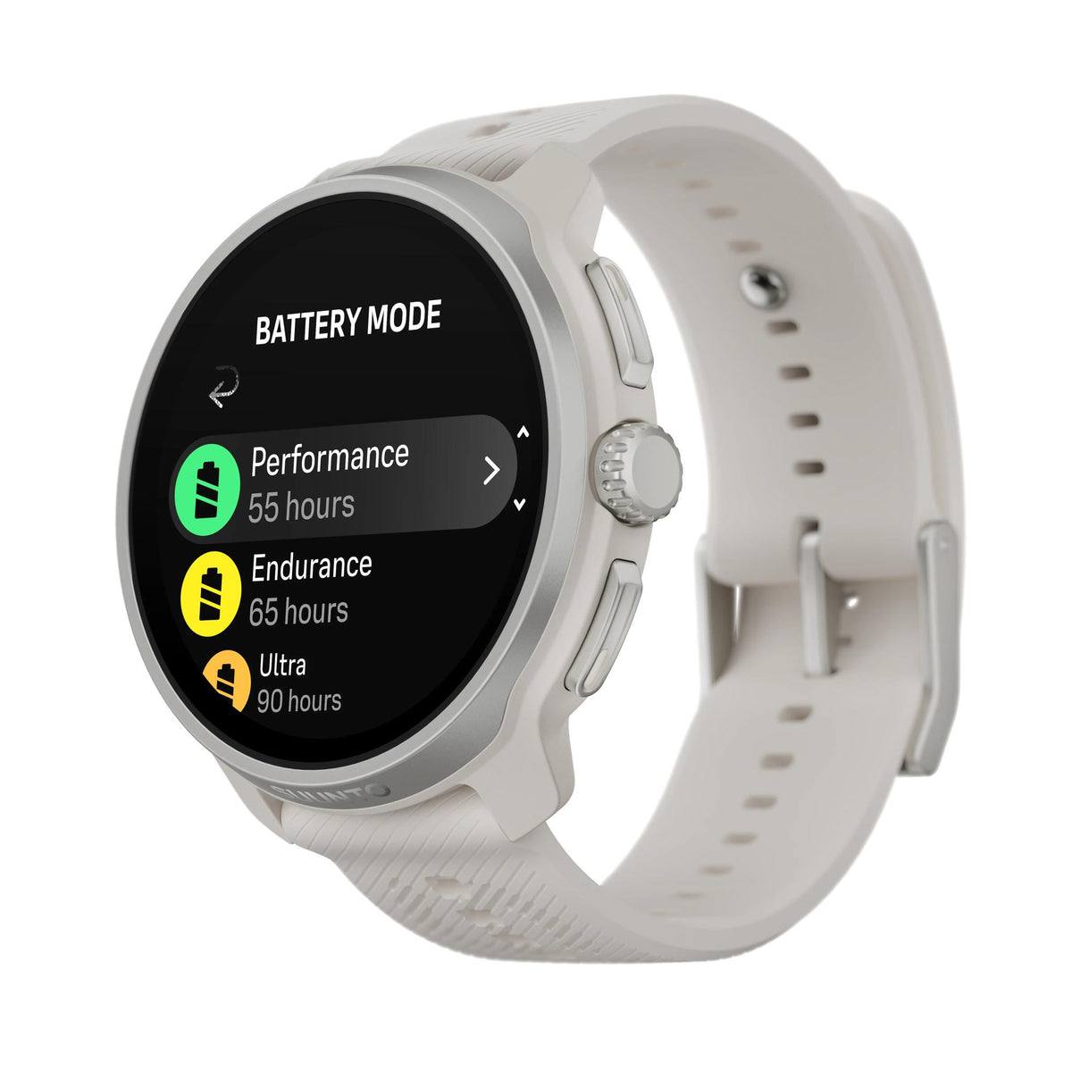 Suunto Race 2 Feather Gray SS051201000 side perspective showing case profile and buckle fastening