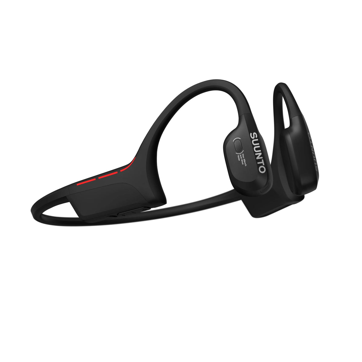 Suunto Wing 2 Black SS051259000 side profile showcasing lightweight open-ear headphones design and brand lettering