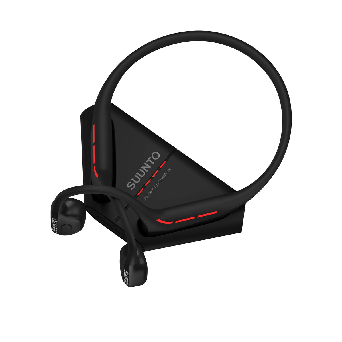 Suunto Wing 2 Black SS051259000 top-down perspective resting on portable charging power bank dock
