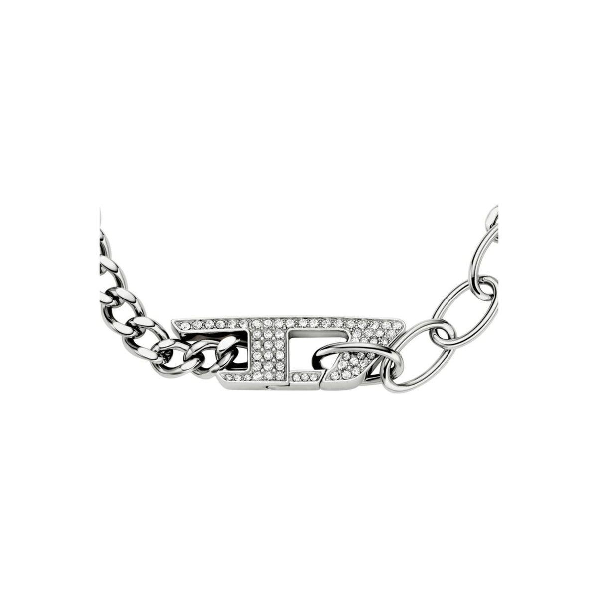 Diesel DX1627040 crystal-embellished D logo clasp close up