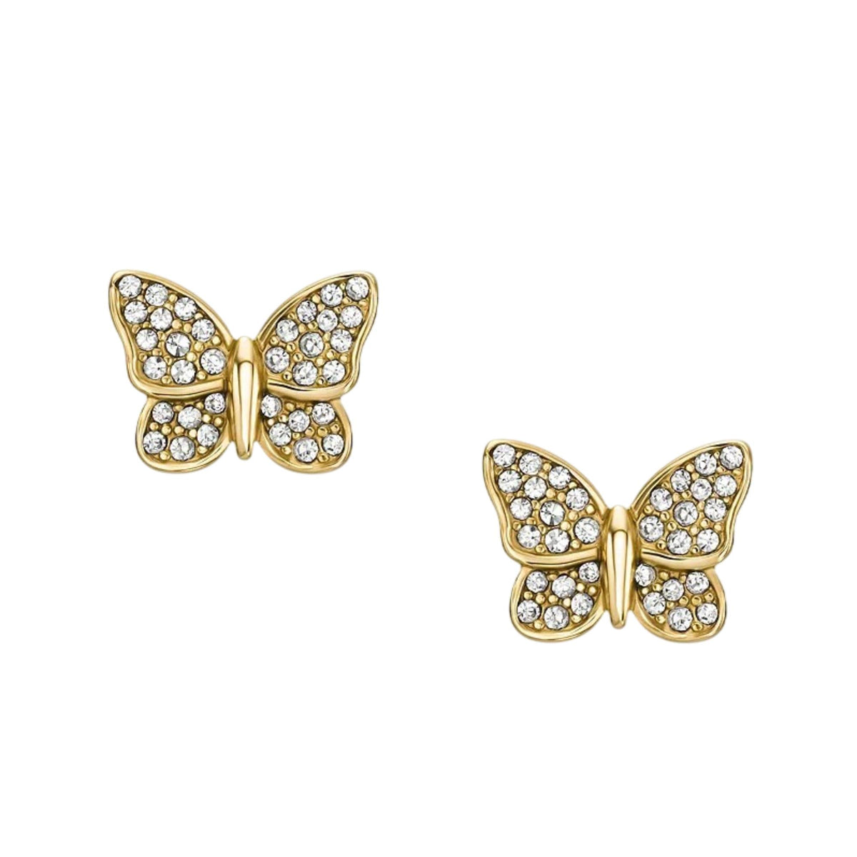 Fossil Sutton Pavé Butterfly Gold-Tone Stainless Steel Stud Women's Earrings JF04922710