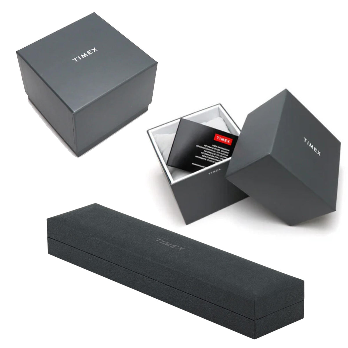 Timex watch gift set in gray box and drawer with instruction booklet