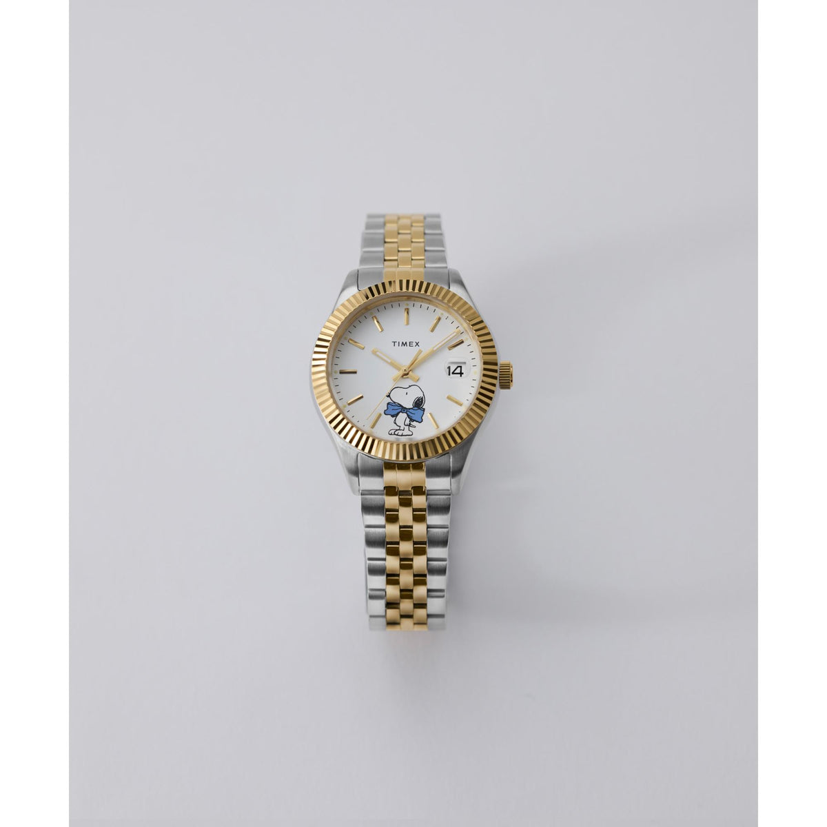 Timex Peanuts 34mm White Dial Steel Ladies Quartz Watch TW2Y11100 front view