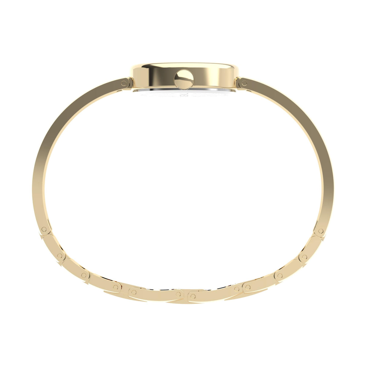 Gold-tone metal watch strap and clasp for a ladies quartz watch