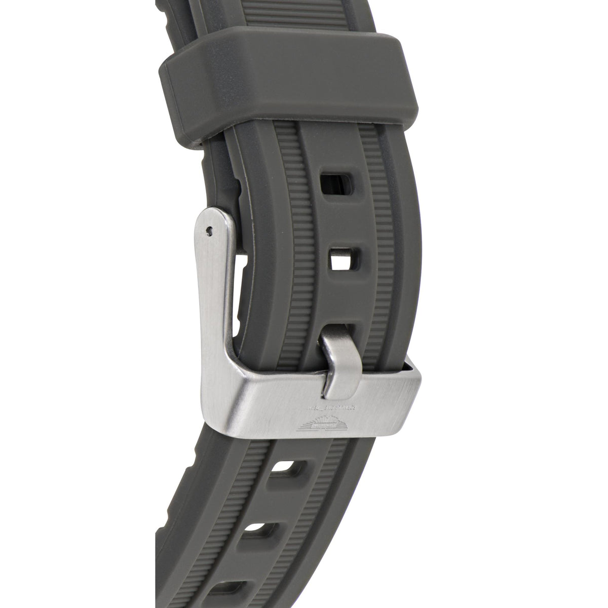 Men's grey silicone watch strap with metal buckle clasp