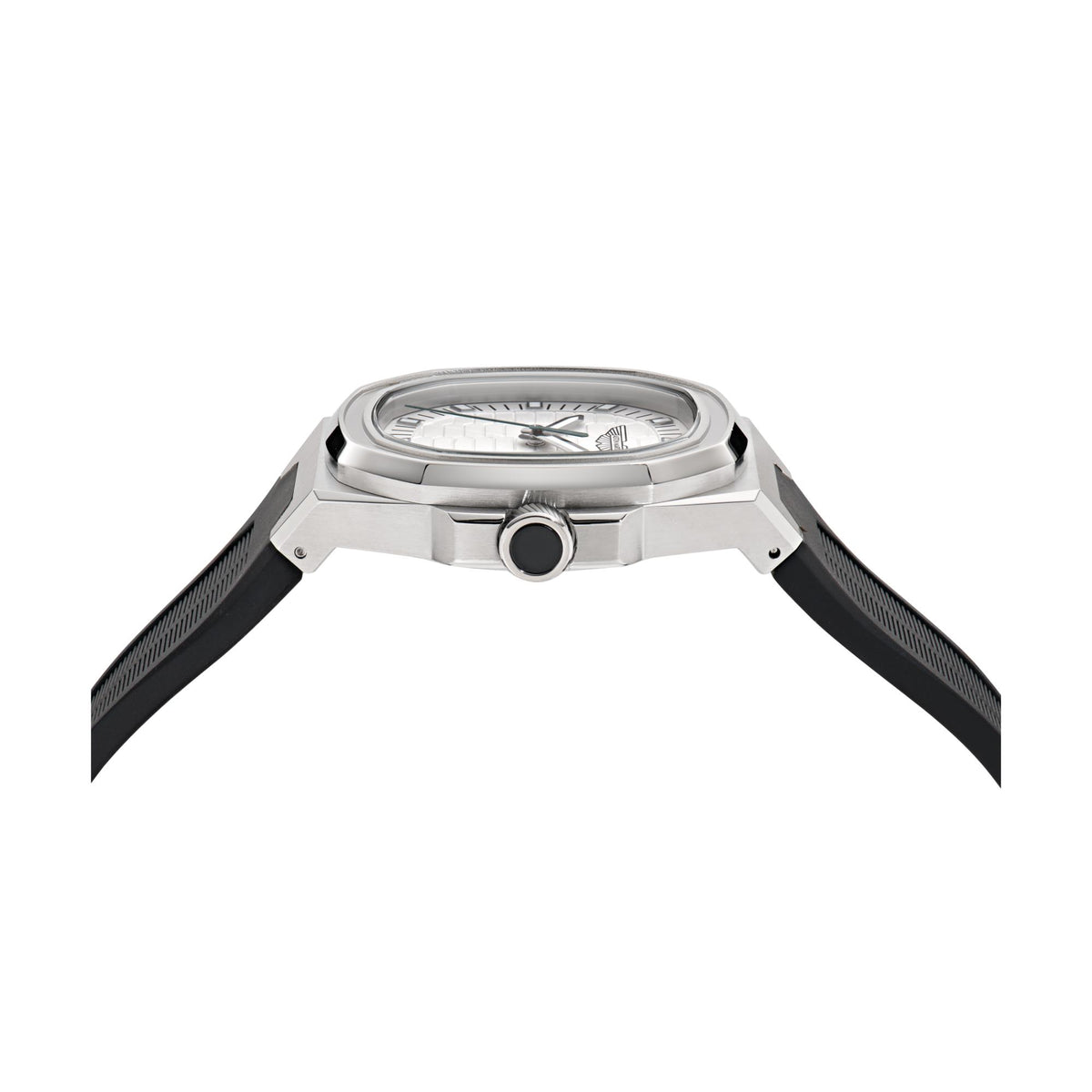 Aston Martin Quartz MTIG1F502 stainless steel case side view with crown