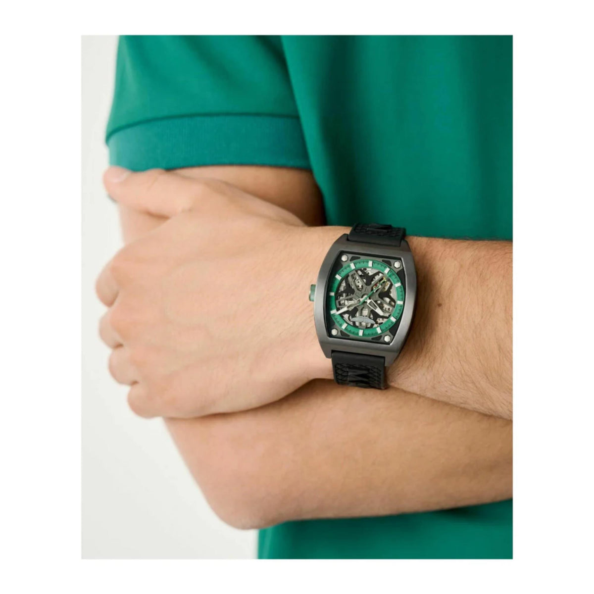 Aston Martin Automatic Green Dial Black Silicone Strap Men's Watch MTRT1F502
