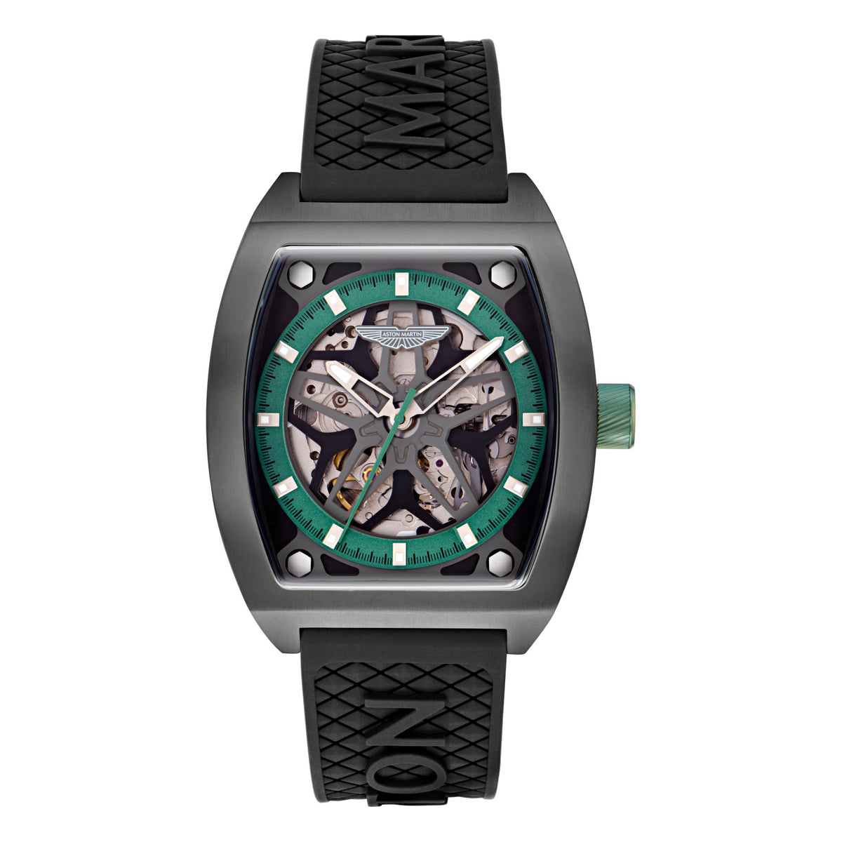 Aston Martin Automatic Green Dial Black Silicone Strap Men's Watch MTRT1F502