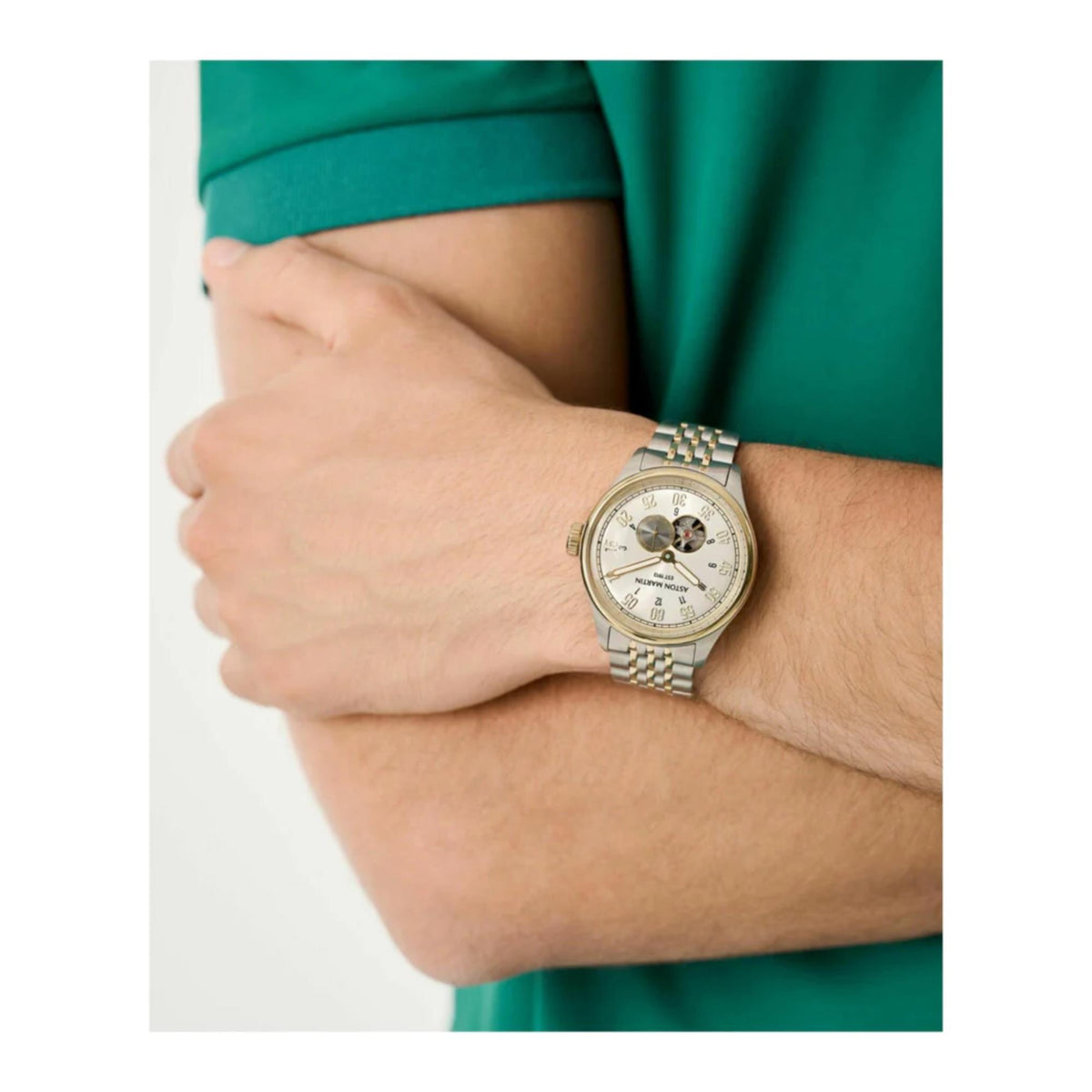 Aston Martin Automatic Silver Dial Two Tone RSST Bracelet Men's Watch MTTS1F503