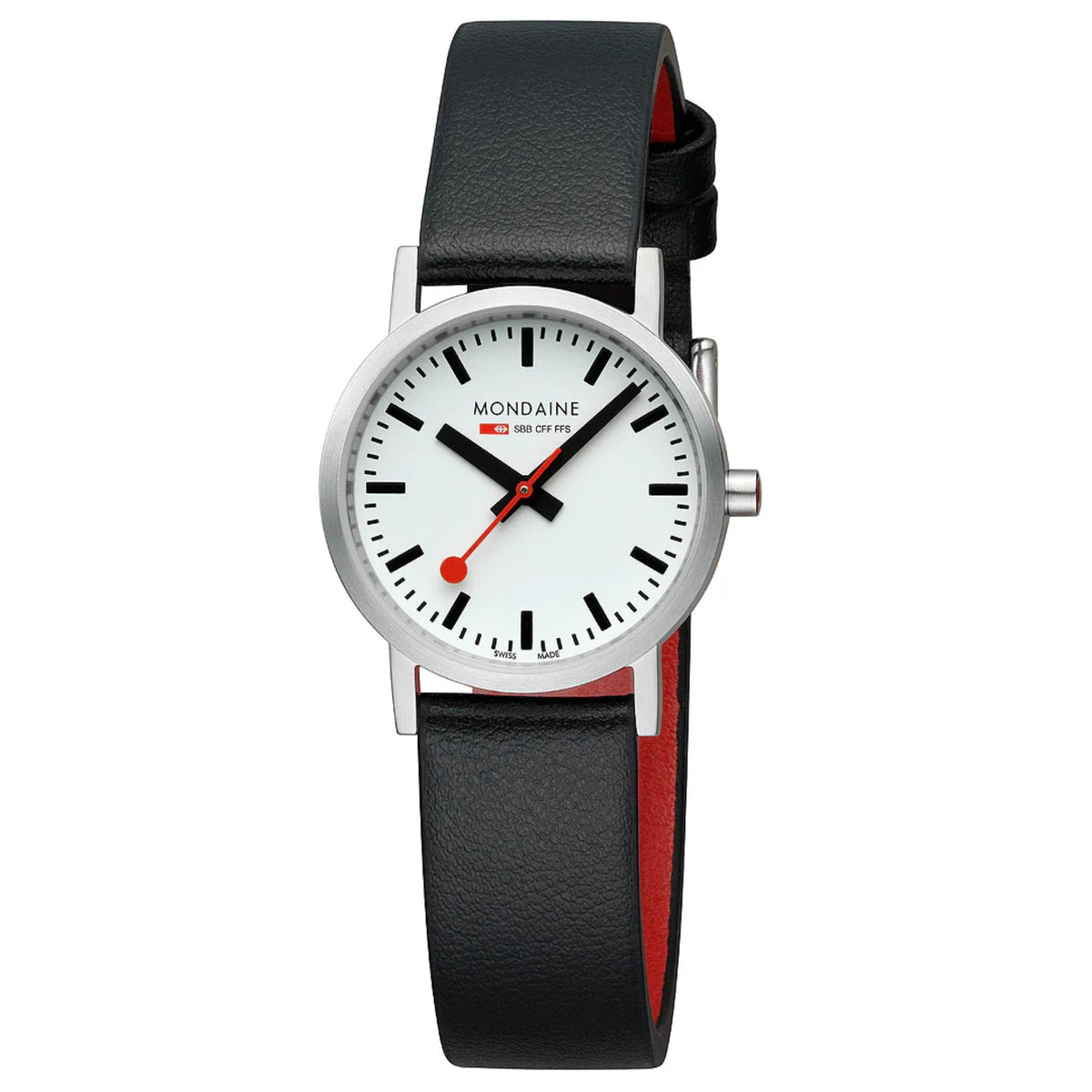 Mondaine Classic 30mm White Dial Leather Ladies Quartz Watch A658.30323.16SBBV front view