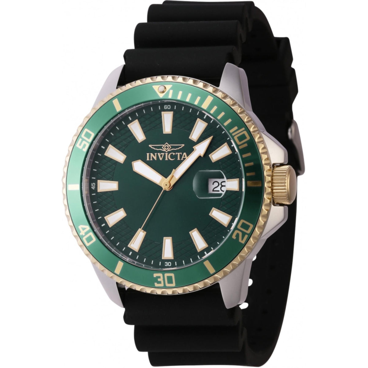 Invicta Pro Diver Quartz Green Dial Silicone Strap Men's Watch 46134 - WatchNation