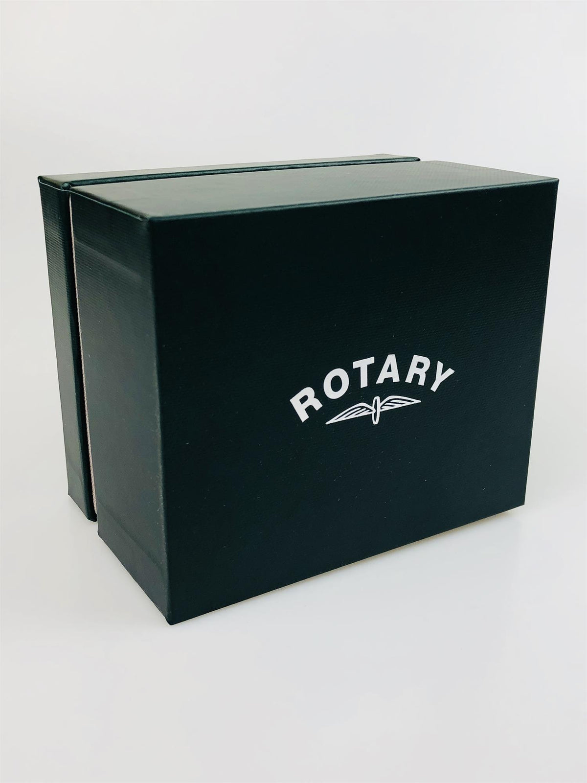 Rotary watch gift box with logo on dark green lid