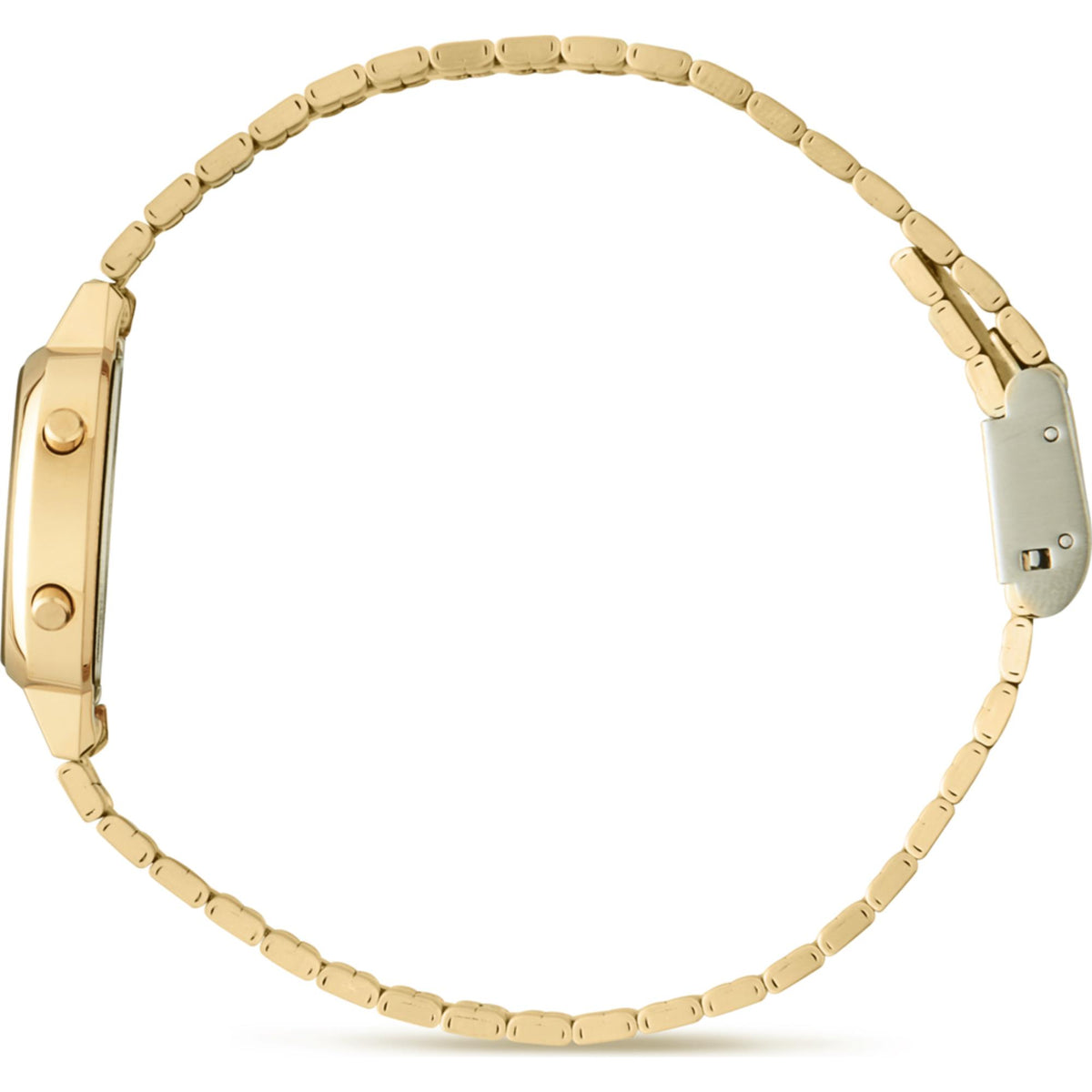 Gold-tone stainless bracelet band with watch case edge and attachment pin