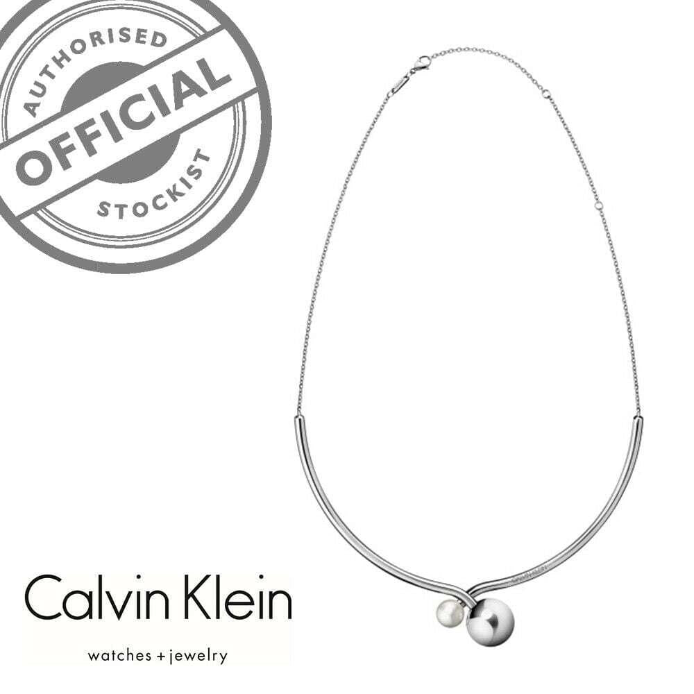 Silver stainless steel choker necklace with curved bar and two round beads