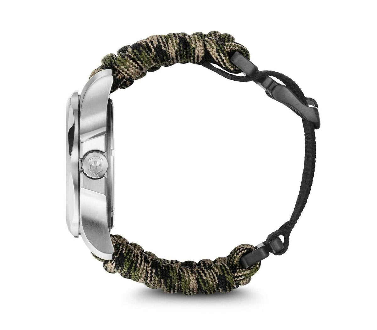 Victorinox I.N.O.X quartz men’s watch with silver case and green paracord strap