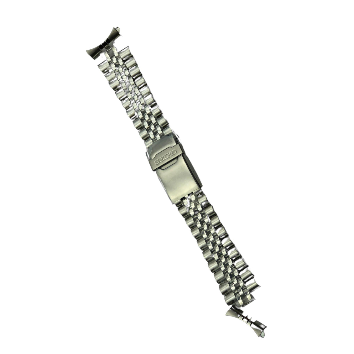 Stainless steel jubilee watch bracelet with end links and fold-over clasp, 22mm lug width