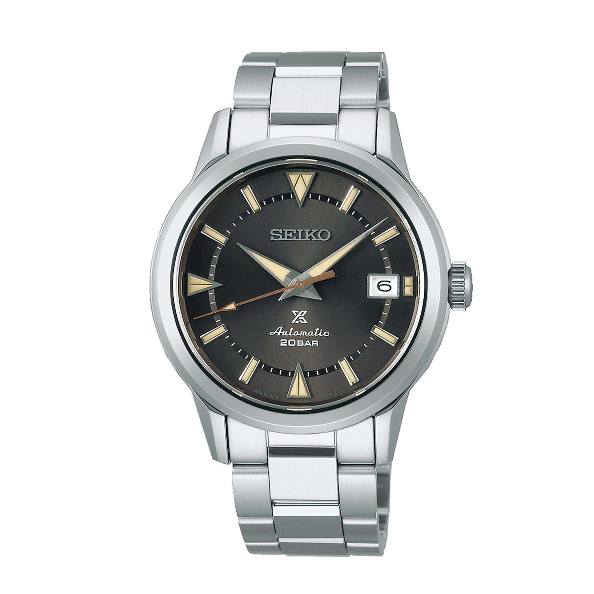 Seiko Prospex automatic men's wristwatch with black dial and stainless steel link bracelet