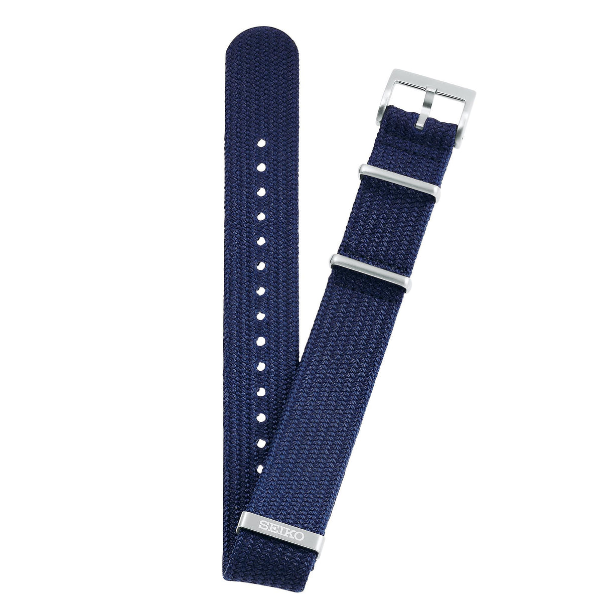 Men's Seiko Prospex watch with blue fabric strap and silver buckle