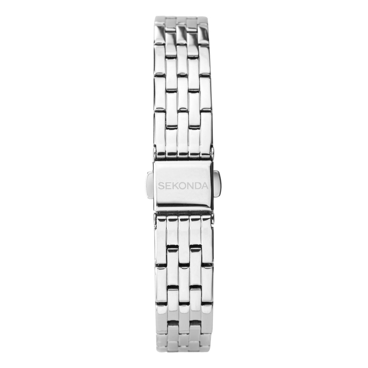 Sekonda stainless steel bracelet watch, back view of clasp and link bracelet