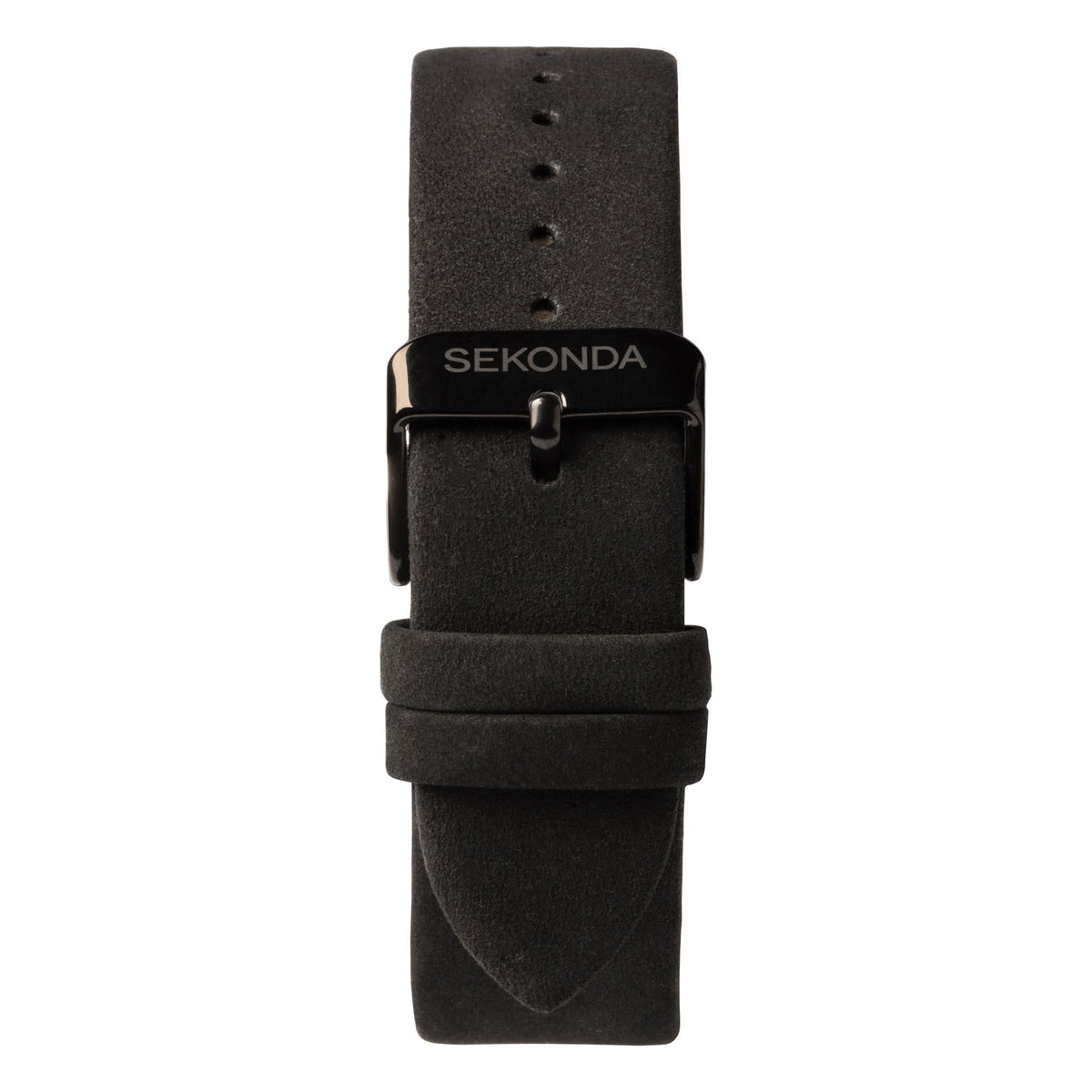Black fabric watch strap with SEKONDA buckle and five adjustment holes