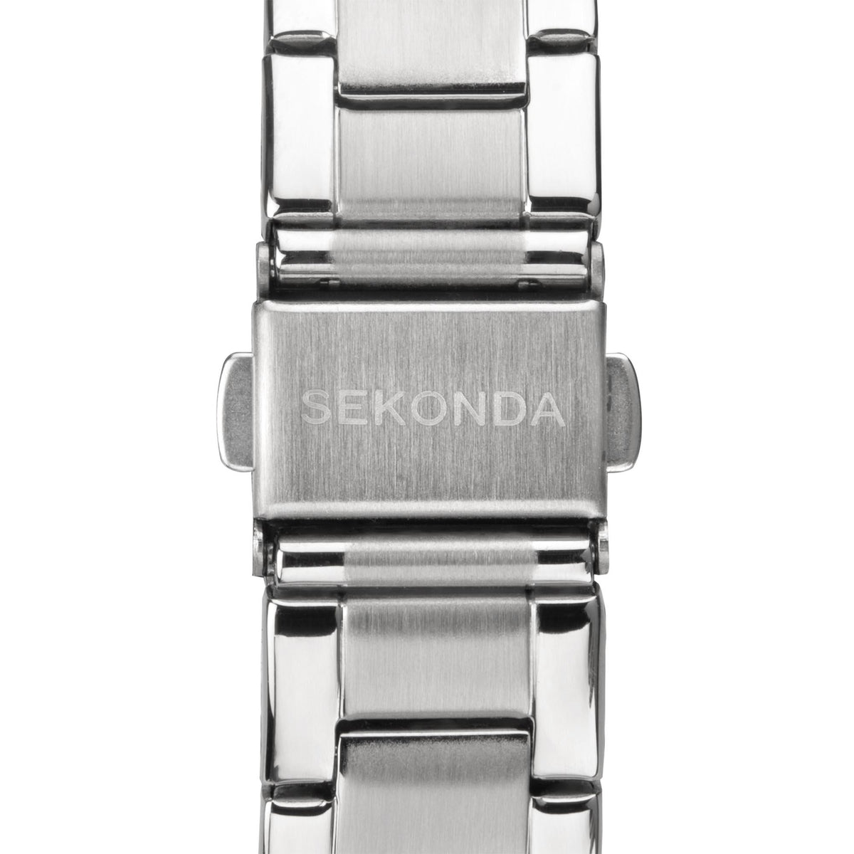 Stainless steel watch bracelet with Sekonda logo on clasp and polished links