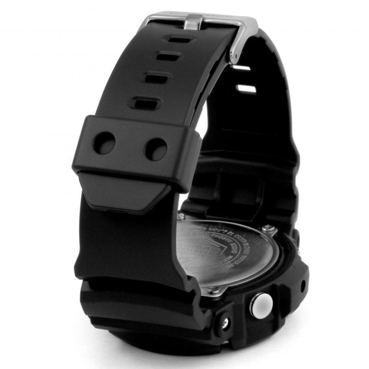Men's G-Shock Waveceptor watch band and buckle, black resin strap with metal clasp