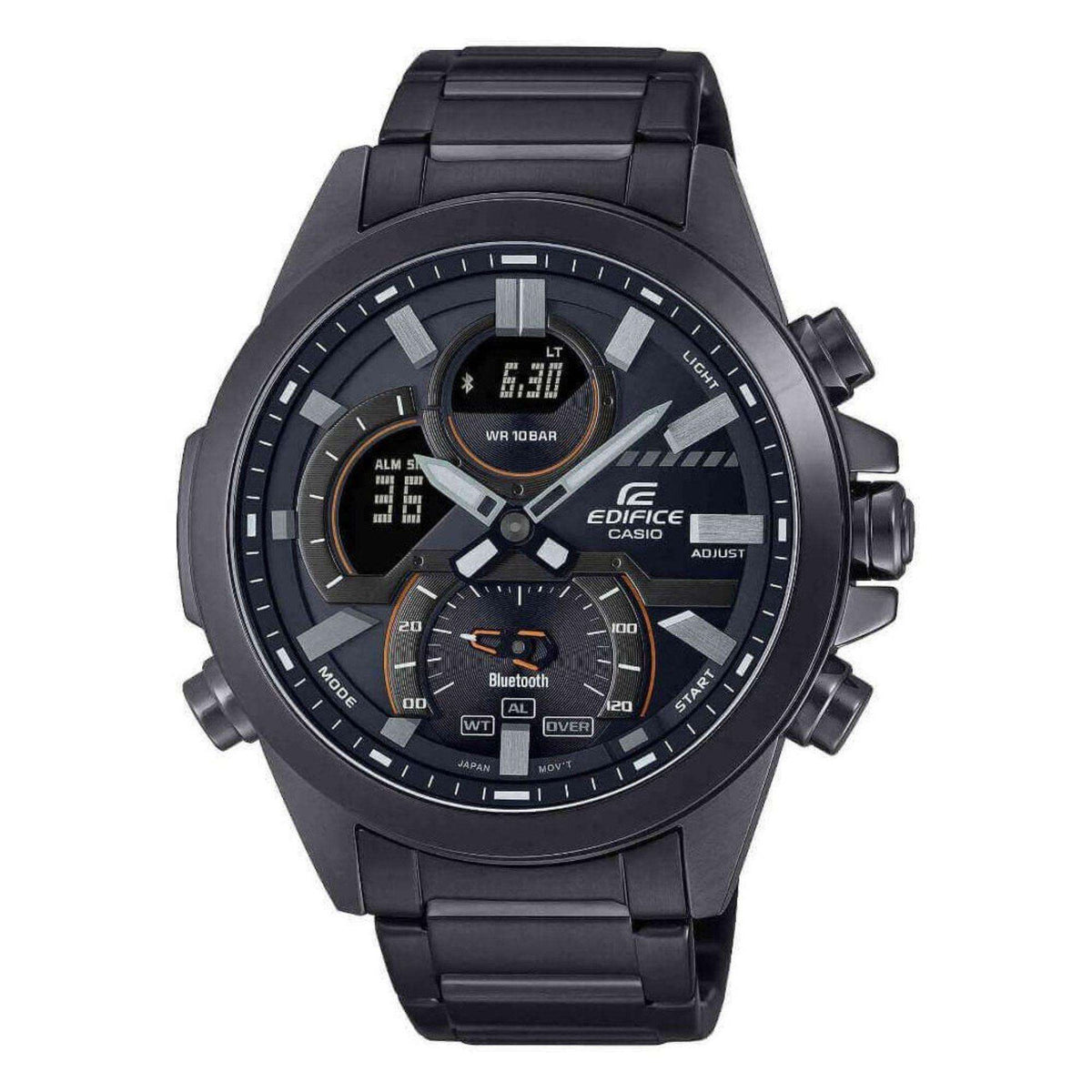 Men's Casio Edifice Bluetooth watch, black case with side buttons and bracelet