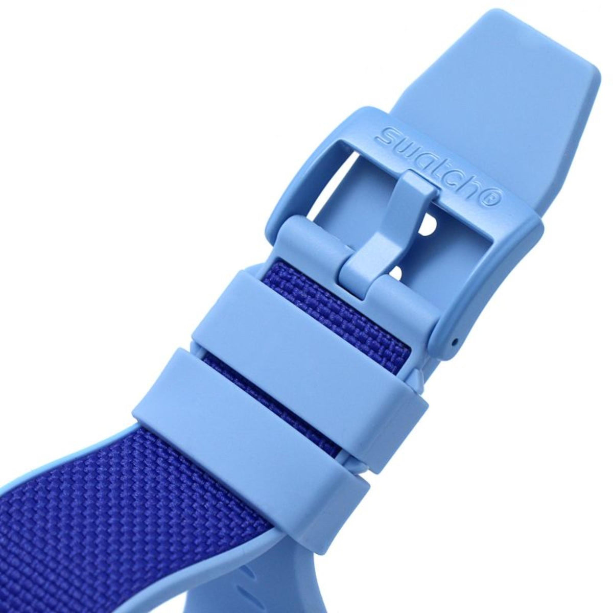 Blue silicone watch band with clasp and blue strap texture