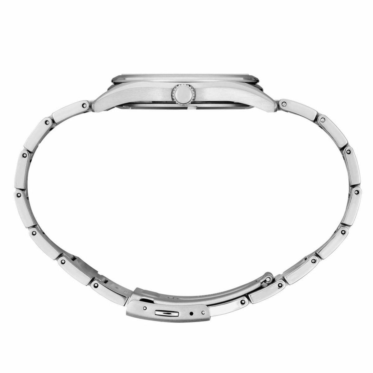 Seiko titanium quartz watch, brushed silver case and linked metal bracelet