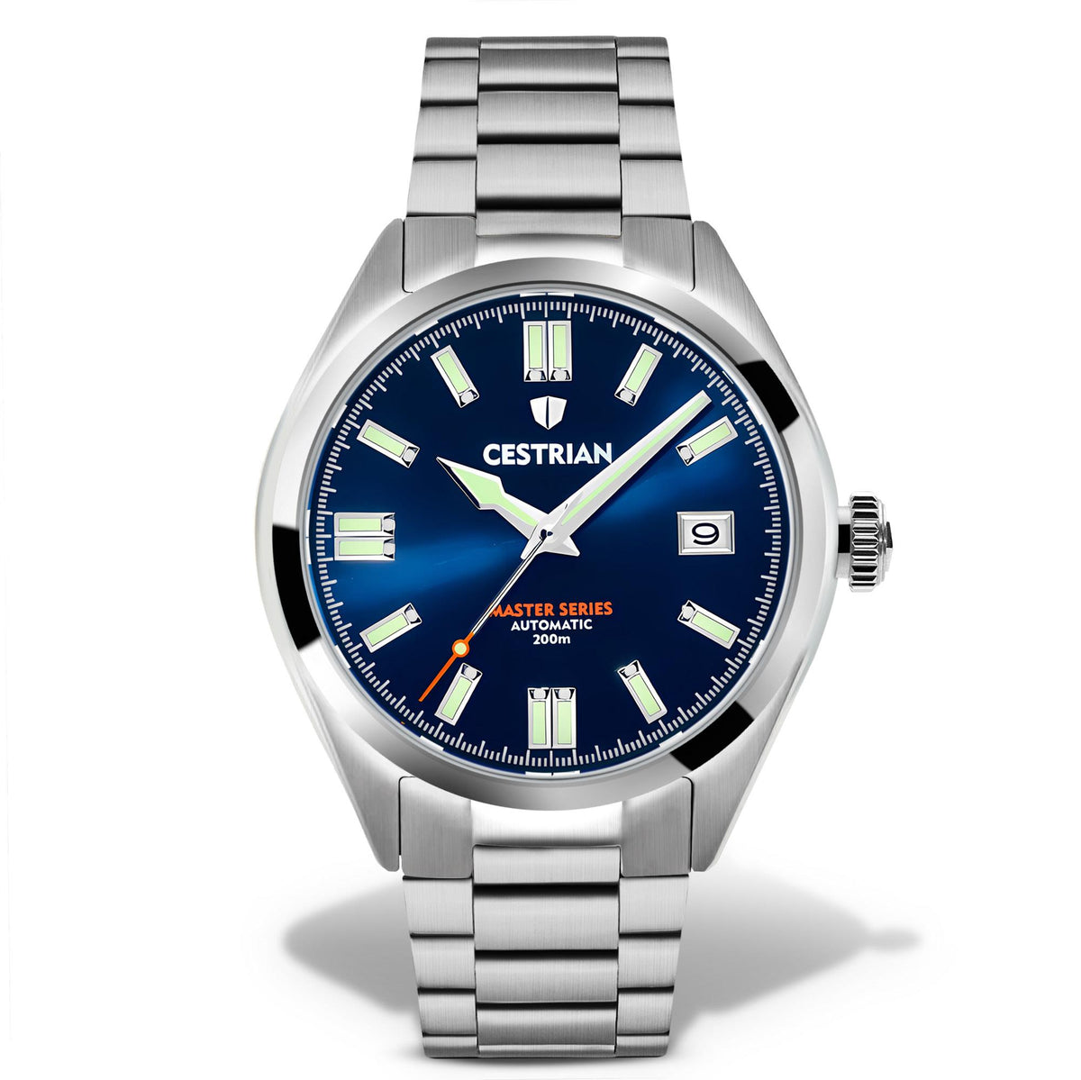 Cestrian Master Series men's automatic wrist watch, blue dial with luminous markers