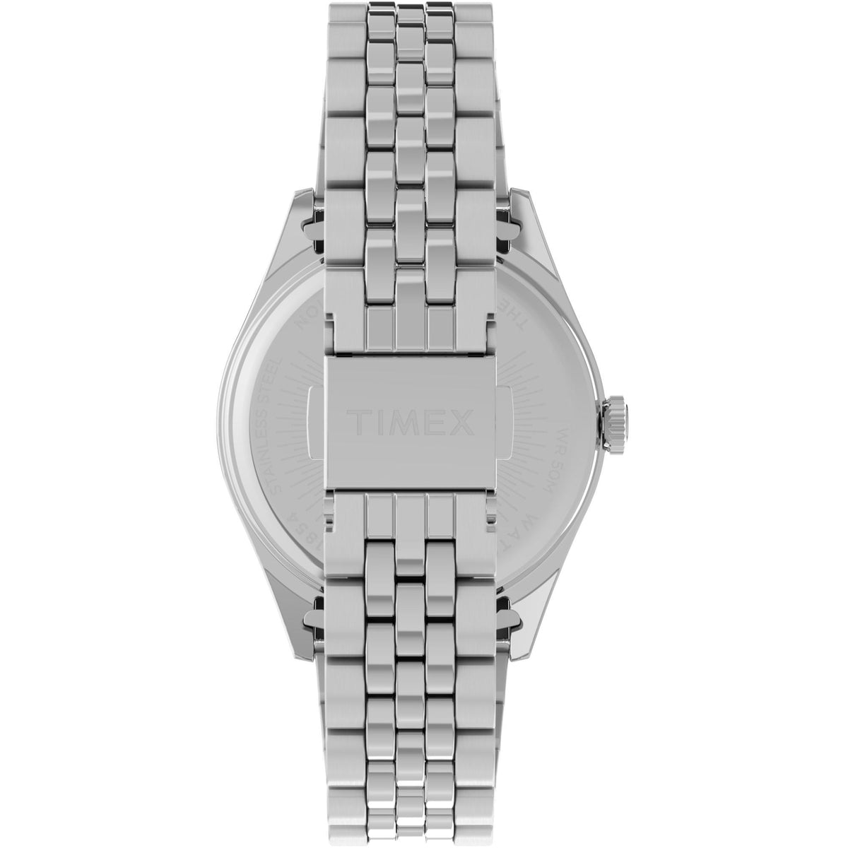 Timex ladies quartz watch, stainless steel bracelet and case side profile