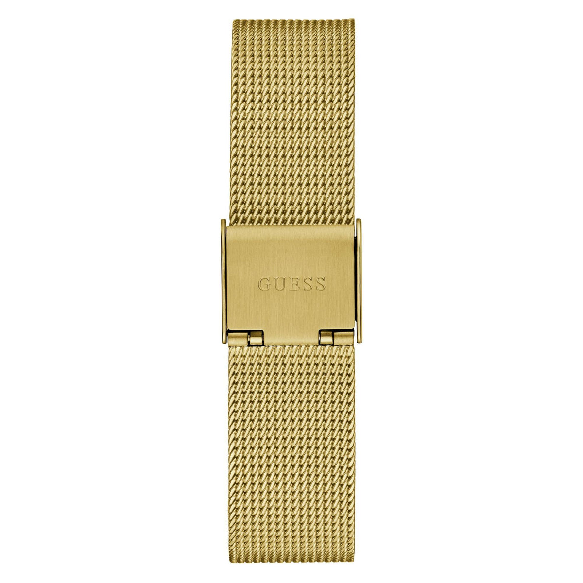 Gold-tone analog watch with champagne dial and mesh stainless strap