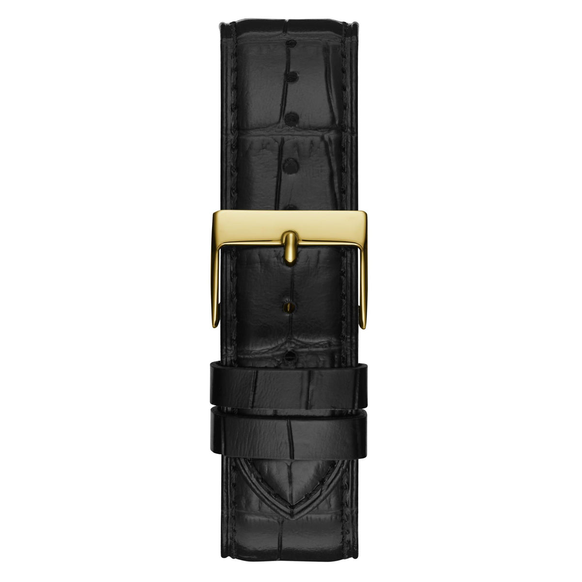 Guess Monarch multifunction men's watch with black leather strap, gold-tone case