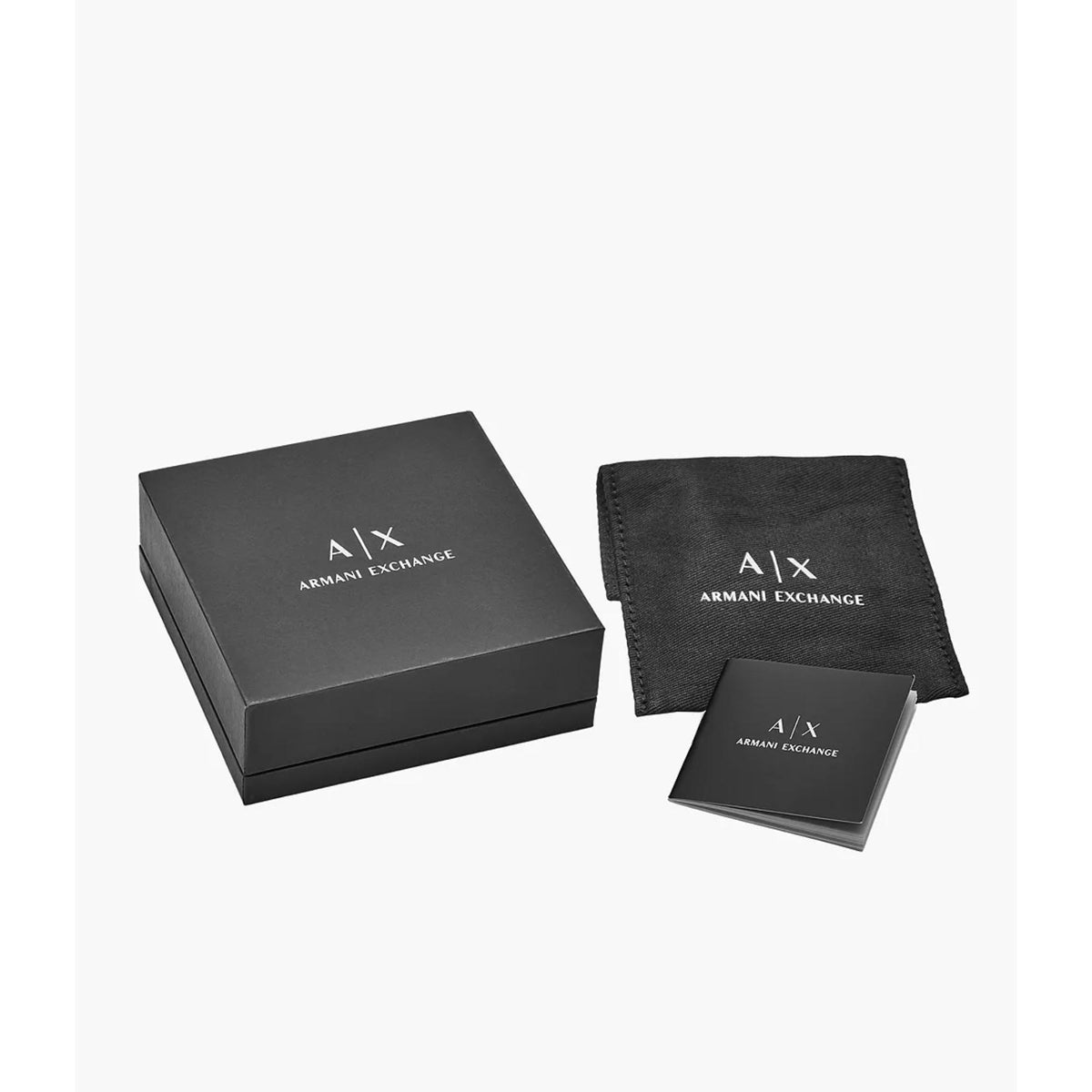 Armani Exchange gold-tone chain bracelet with black gift box and fabric pouch