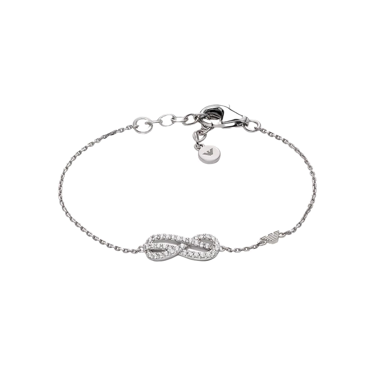 Emporio Armani sterling silver bracelet with polished infinity-link center