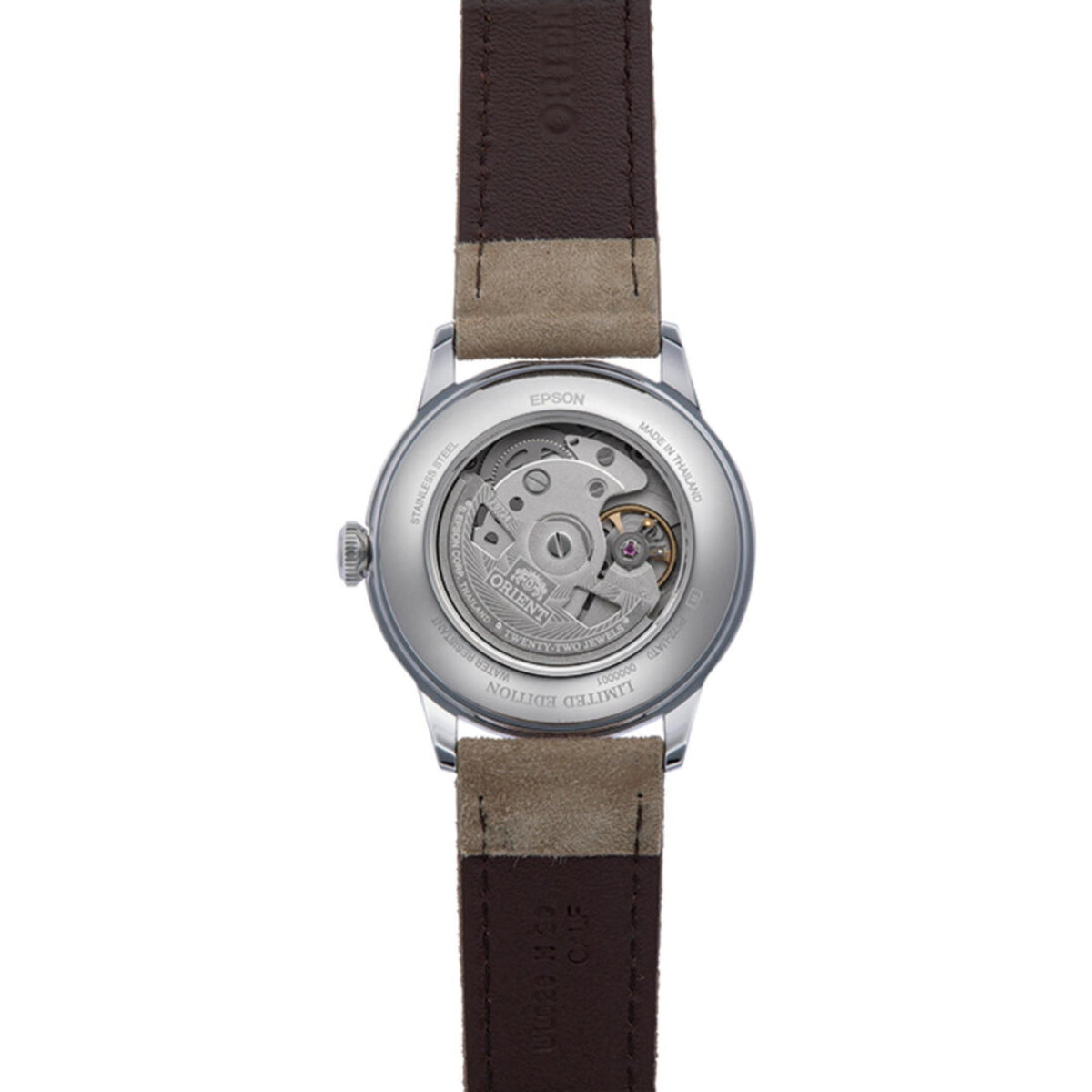 Orient Bambino RA-AC0M13N30B exhibition caseback flat view