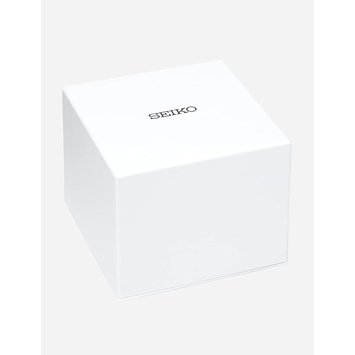 White watch presentation box with SEIKO logo on top