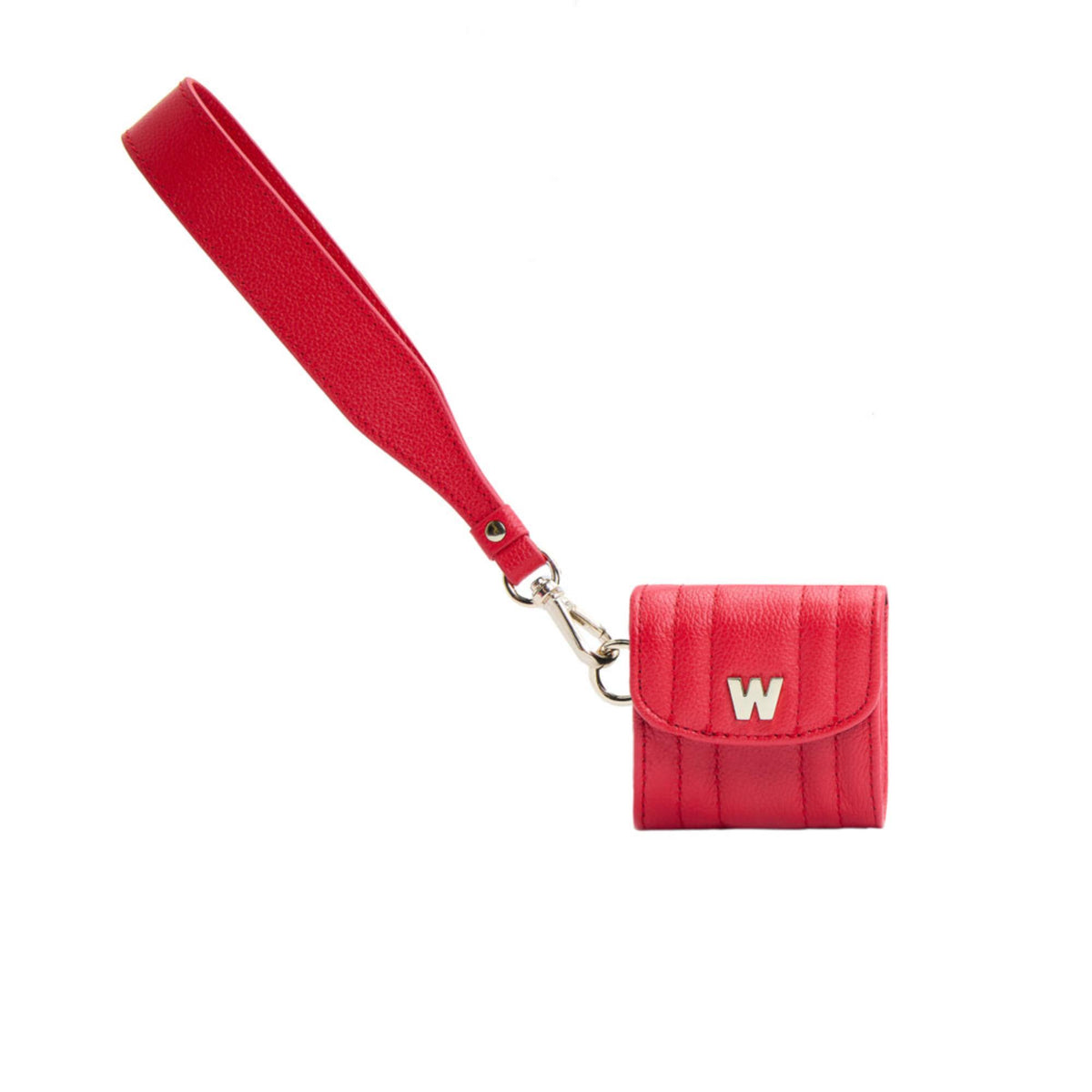 Red wristlet strap for Mimi earbud case with metal lobster clasp