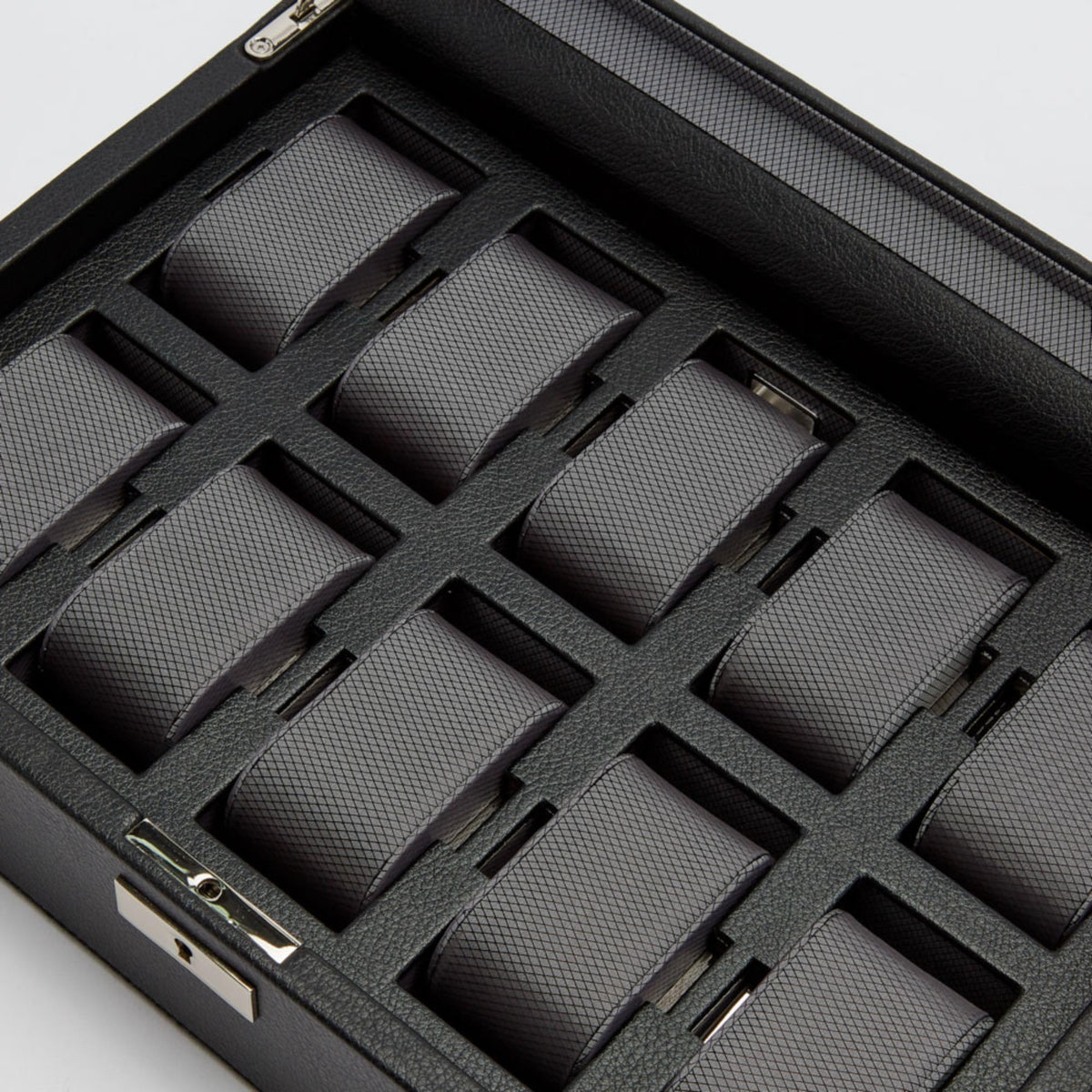 WOLF Viceroy 10-piece watch box interior with 10 textured cushion compartments