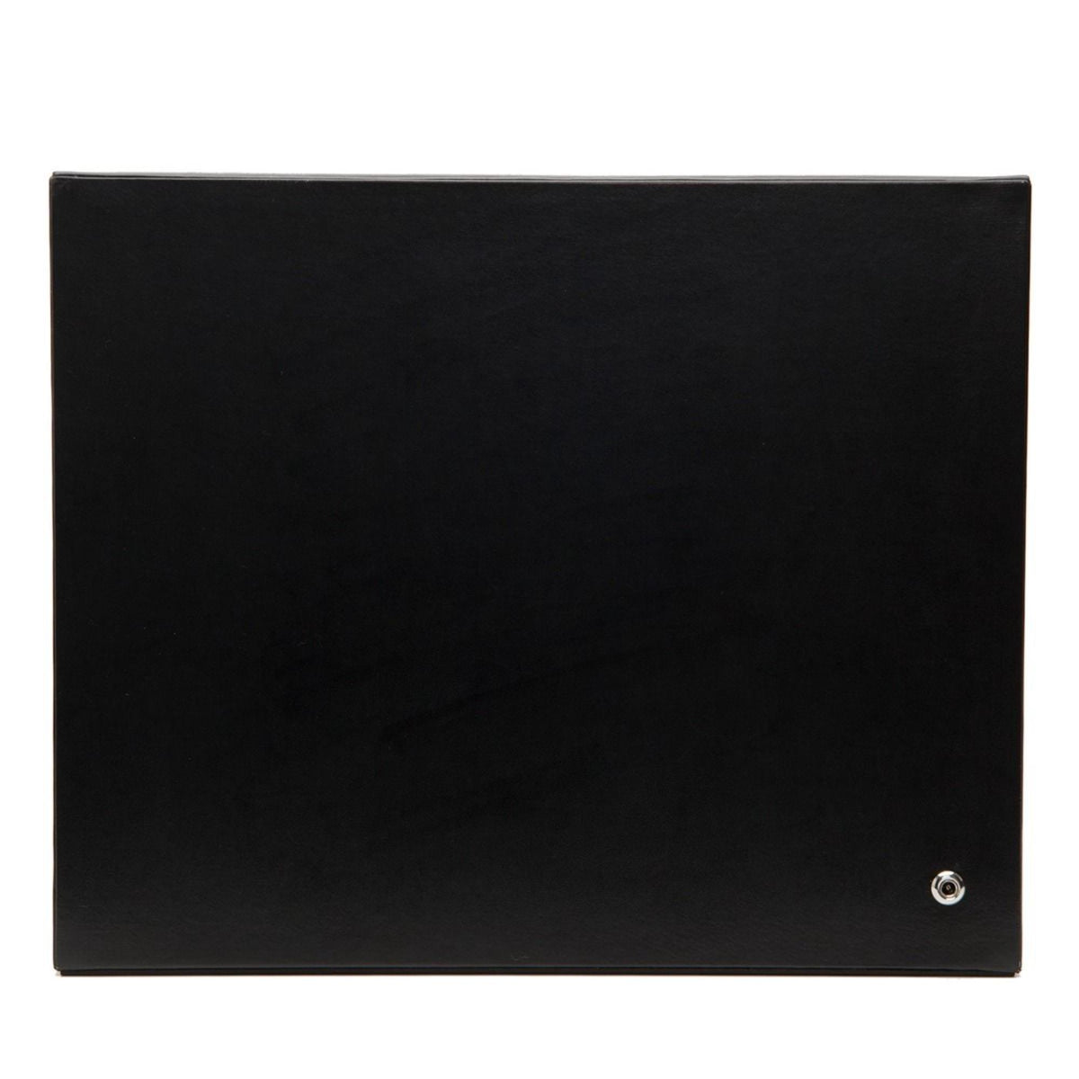 Closed black watch winder with smooth front panel and small round screw detail