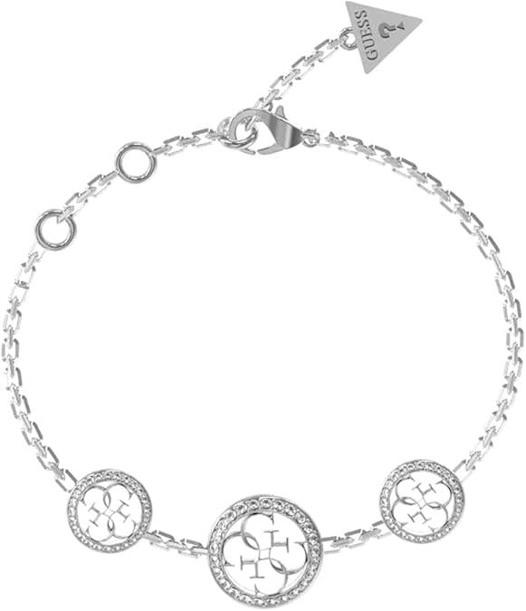 Guess LIFE IN 4G logo bracelet with round silver chain charms