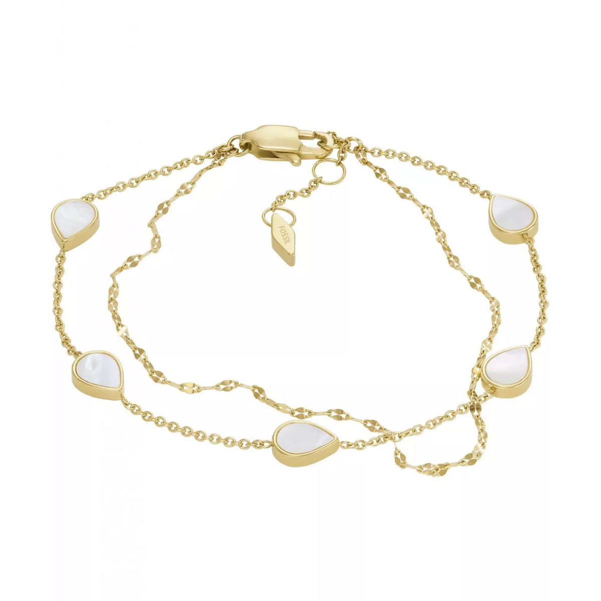 Women's gold-tone teardrop mother-of-pearl chain bracelet with lobster clasp