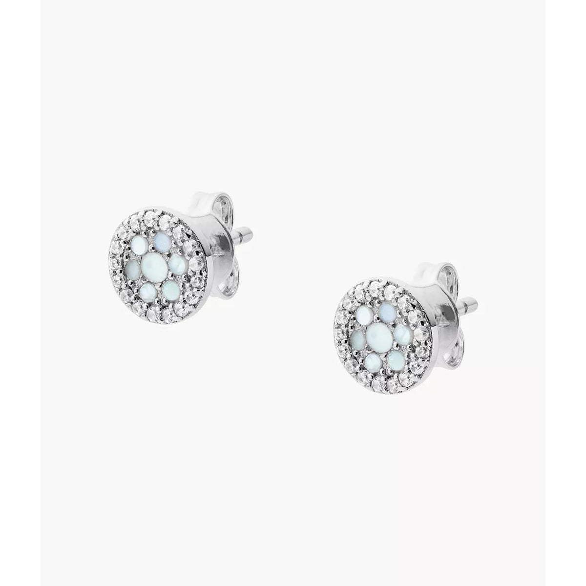 Fossil mother-of-pearl sterling silver round stud earrings, pair