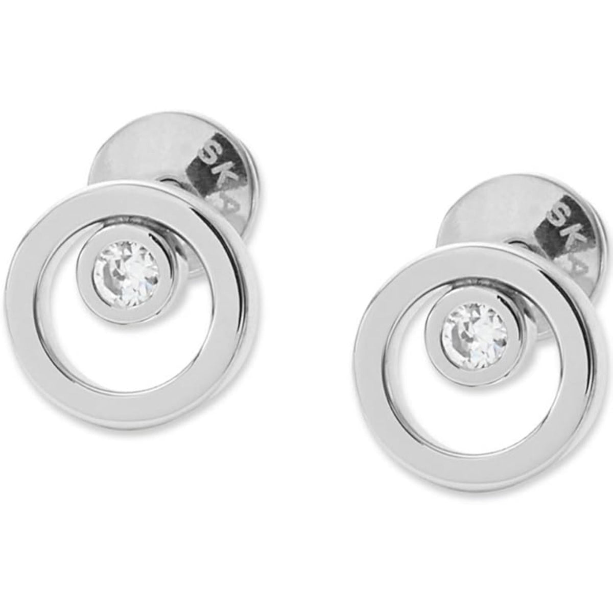 Skagen SKJ0836040 Linje Modern Silver-Tone Circle Stud Womens Earrings