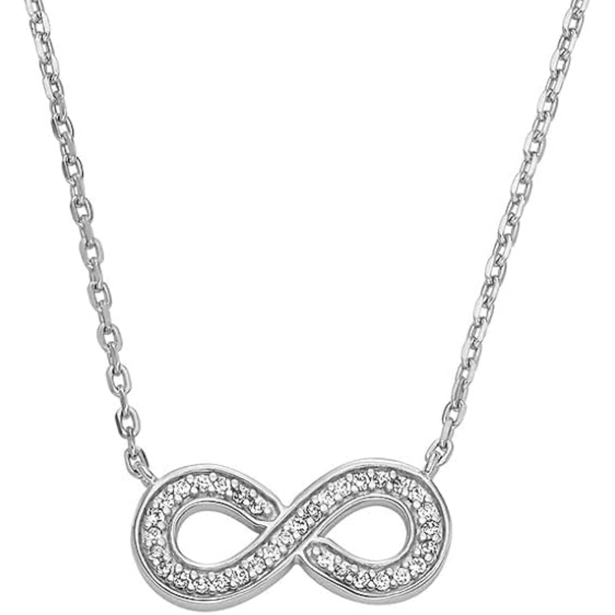 Fossil sterling silver infinity pendant necklace with stone accents