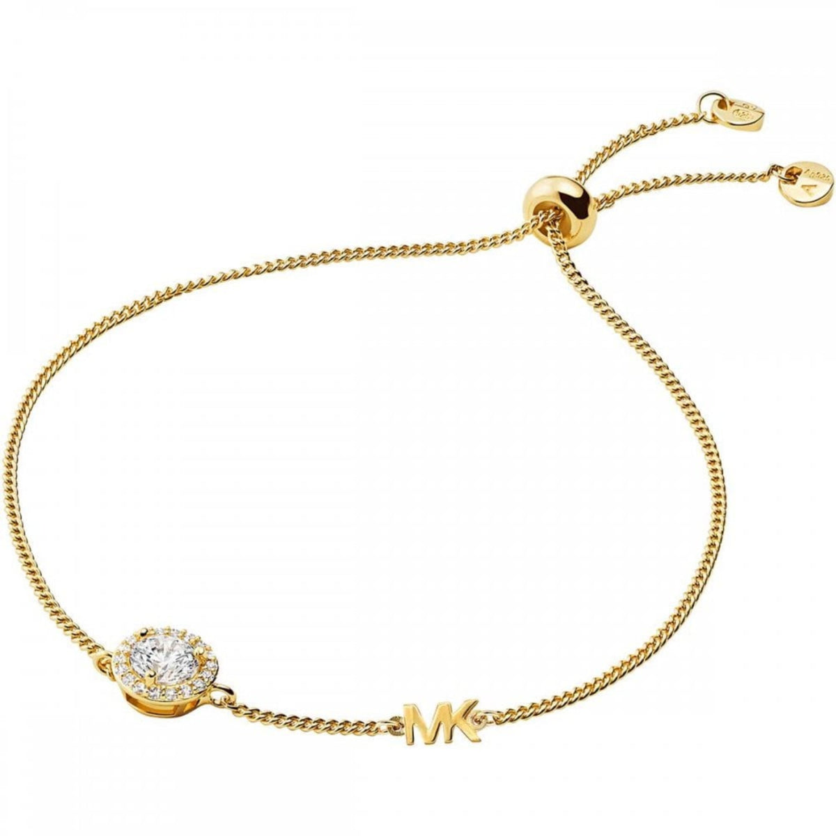 Michael Kors gold-plated sterling silver slider bracelet with halo crystal charm