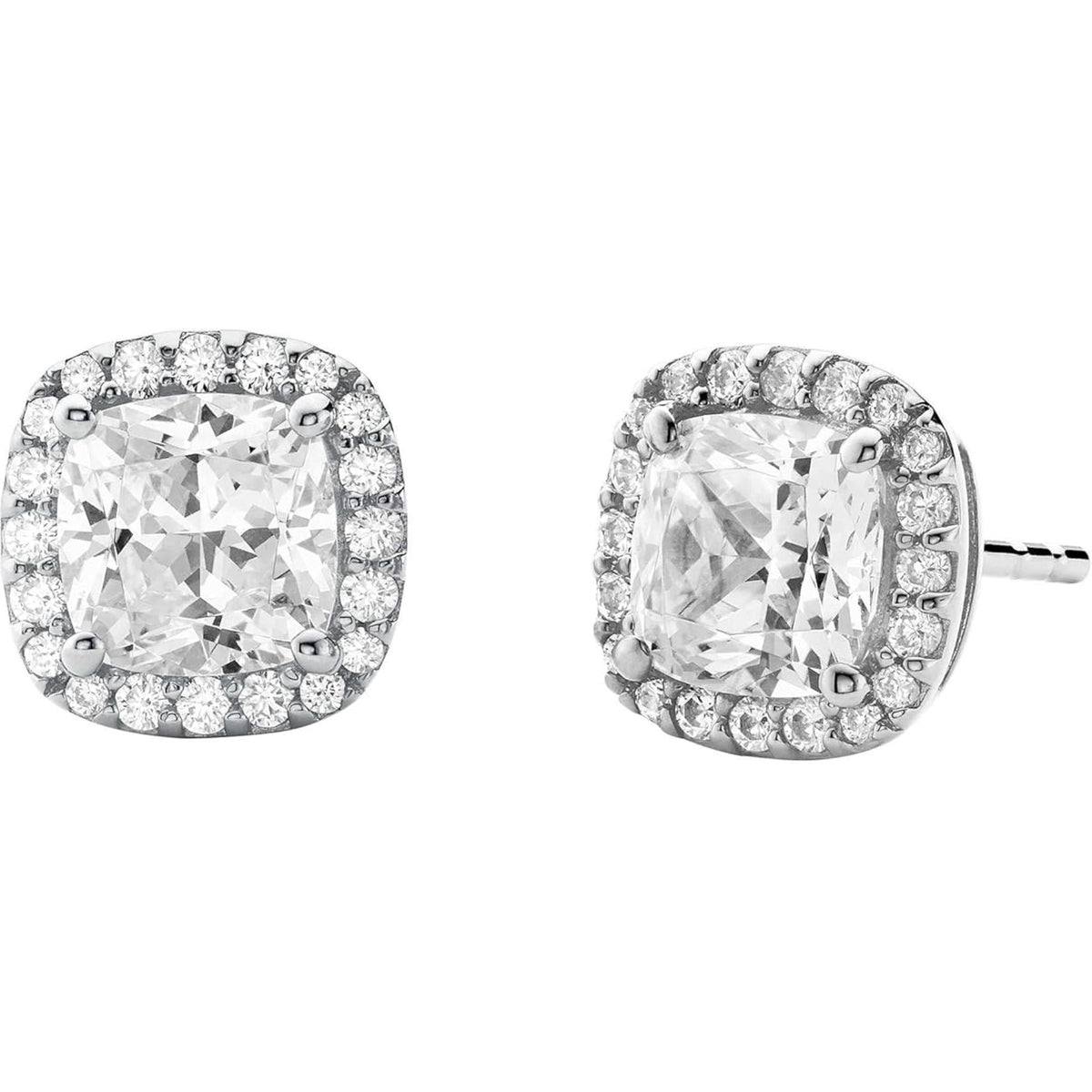 Michael Kors sterling silver cushion-cut stud earrings with halo crystals