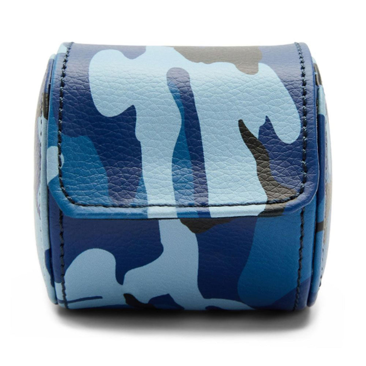 Blue camo single watch roll with flap closure and stitched edges, WOLF Elements Water
