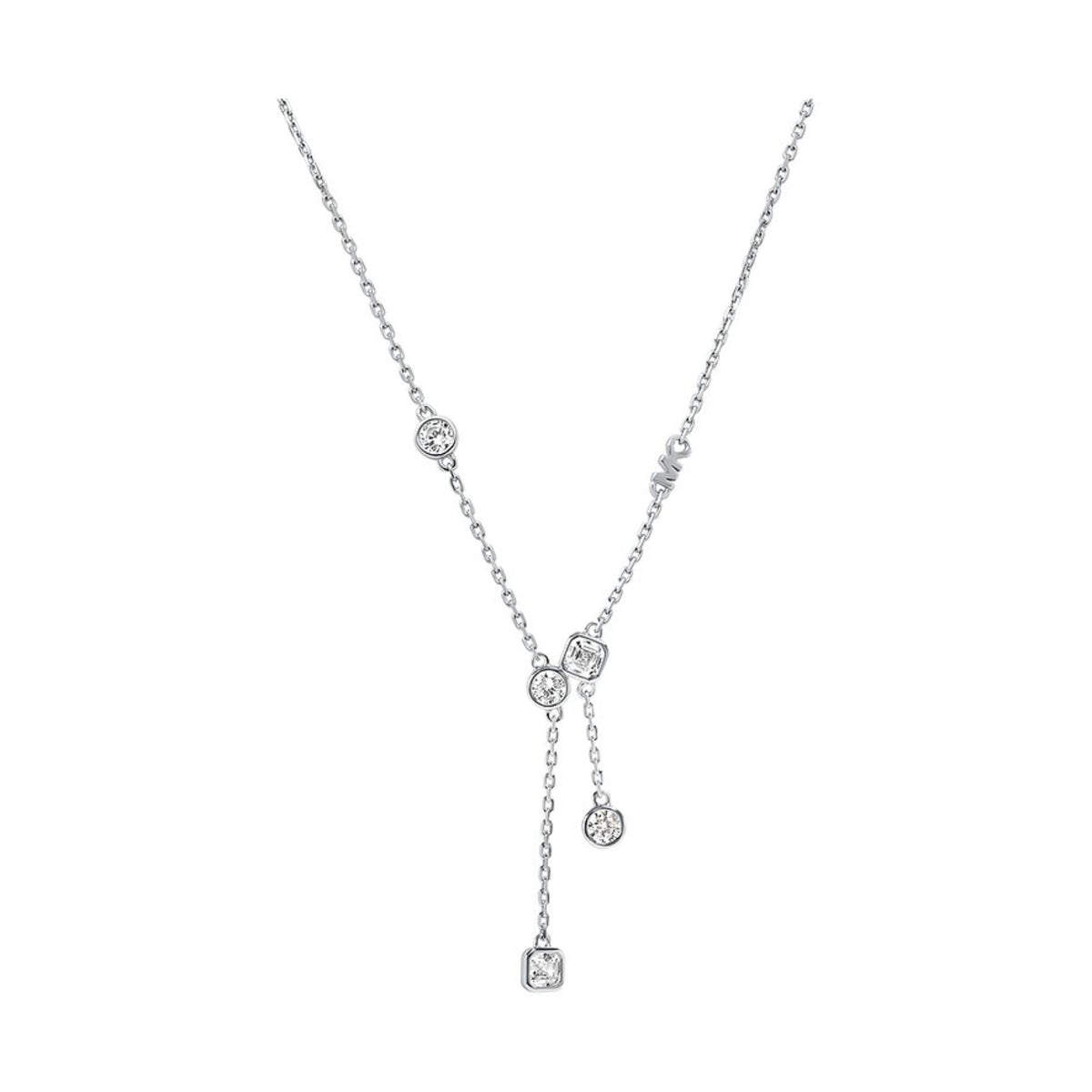 Michael Kors sterling silver pendant necklace with dangling crystal charms