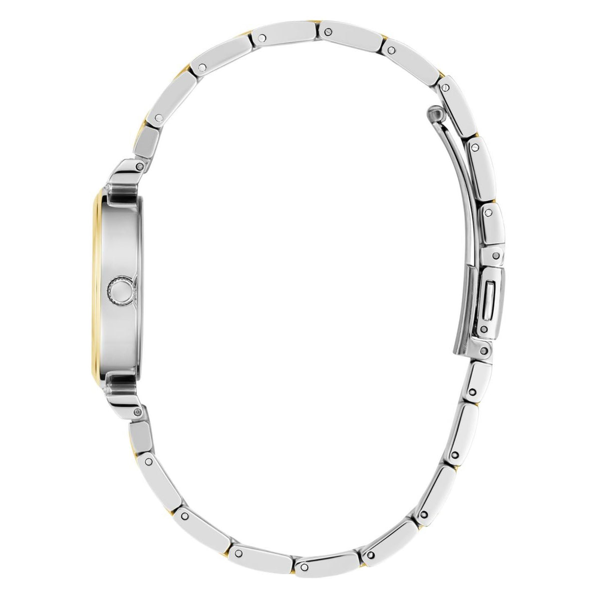 Two-tone stainless steel watch bracelet band with alternating gold and silver links